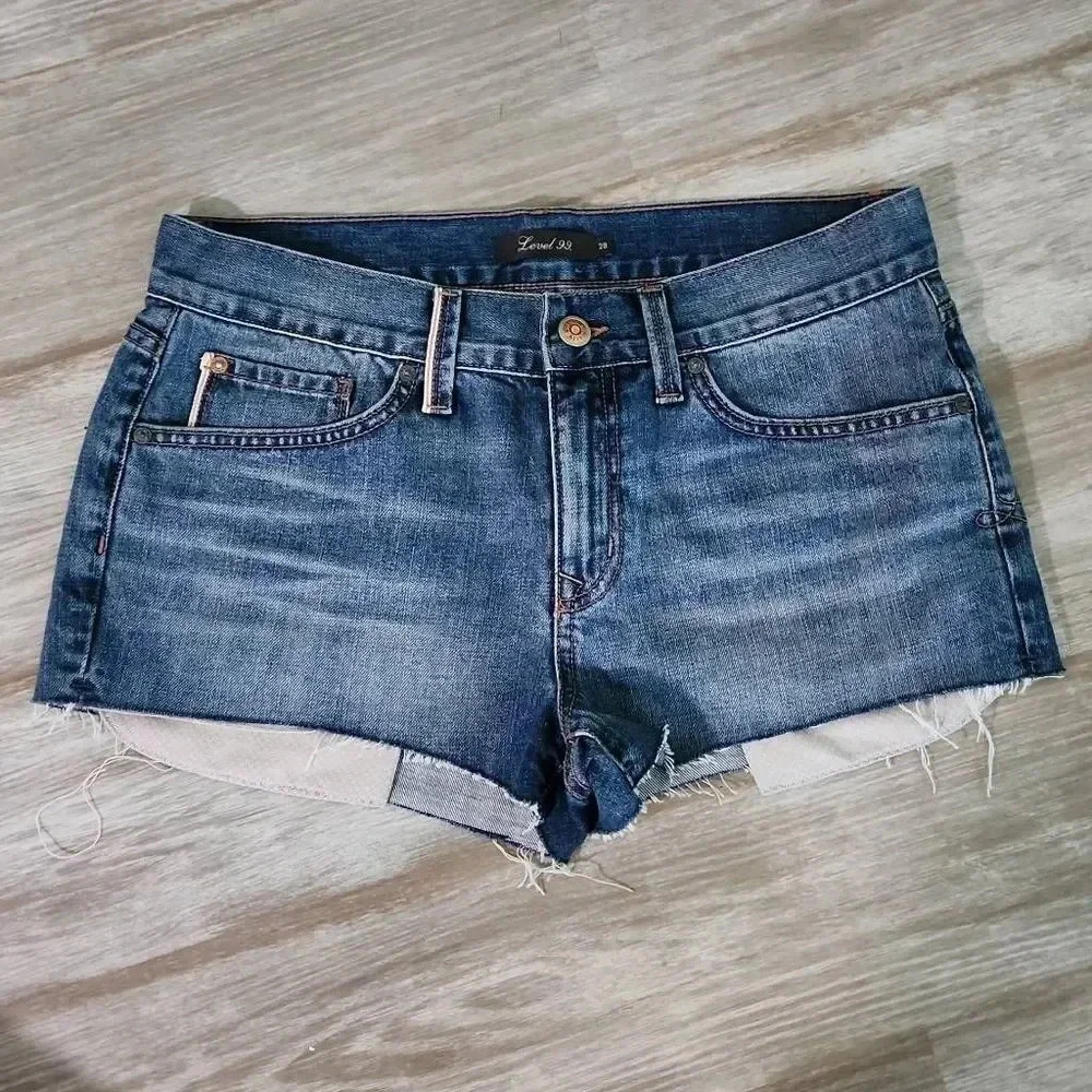 Level 99 Raw Hem Cutoff Jean Shorts
